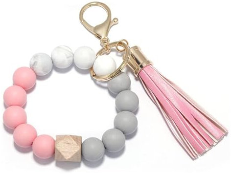 SURALIN 1 Pièce Porte-clés en Perles de Silicone Pour Femmes, Bracelet pour Téléphone Portable, Perles Mignonnes, Porte-clés