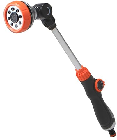 MKNZOME Pistola Manguera Jardin, Pistola de Riego 8 Modos Ajustables de Pistola, Aspersor Giratorio de 180 Grados, 47 CM Varilla Larga Boquilla de Pistola de Manguera Jardín para Riego de Césped