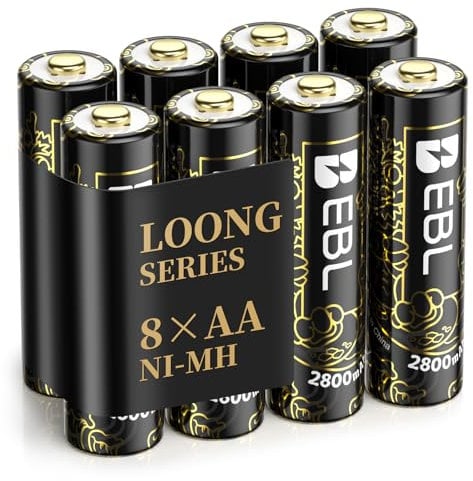 EBL 8pcs AA Rechargeable Batteries 2800mAh Ni-MH Trip A Rechargeable Battery