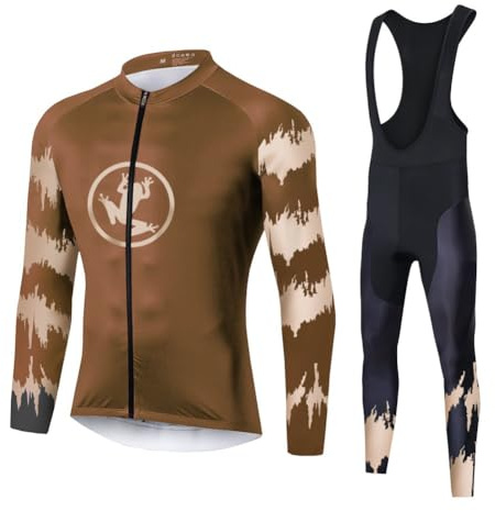 UGLY FROG Herren Fahrradtrikot，Winter Wear Outdoor Herren Radtrikot Set Fahrradbekleidung Langarm Fleece Warm Fahrrad Trikot und Radlerhose mit 3D Sitzpolster