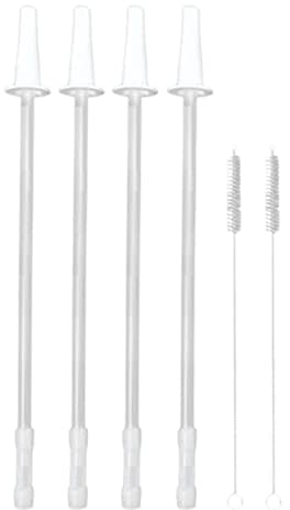 Replacement Gallon Straws, 4 Reusable Drinking Straw Replacement Set with 2 Brushes, Water Jug Straws for Gallon and Water Bottle, Trimable Straw for Cleaning, and Ensuring Hygiene
