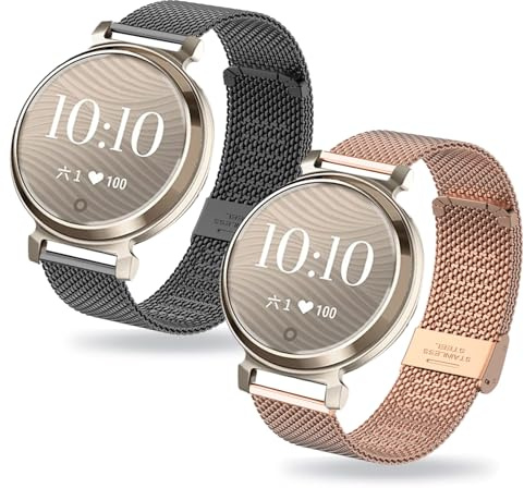 KUWAI 2 Stück Armbänder für Garmin Lily 2 Armband, Rostfreie Stähle 14mm Armband für Garmin Lily 2 Armbänder für Männer Frauen Band für Garmin Lily 2 Armband (C)