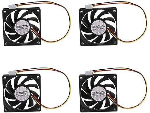 Lot de 4 ventilateurs internes 12 V 3 broches pour PC 70 x 70 x 15 mm