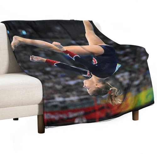 YOUMAN Shawn Johnson Überwurfdecke, Motiv: American Gymnastics Athlete, superweiche und warme Flanell-Fleece-Decke, für alle Jahreszeiten, für Bett, Sofa, Couch, 152,4 x 203,2 cm
