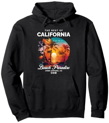 California Beach Paradise Sunset Vintage Palmen Pullover Hoodie