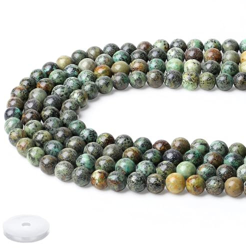 QINJIEJIE Indischer Türkis Perlen 8mm mit Loch Edelstein Perlen Zum Basteln Runde Kristall Beads Grüne 50 Stück Glasperlen Perlen für Armbänder Erwachsene DIY Halskette Schmuckherstellung