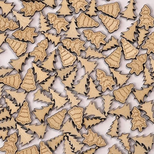 DIWULI Weihnachten Tisch-Konfetti aus Holz - Tannenbäume