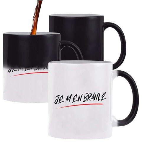 Tasse Magique Je m'en Branle | Mug qui change couleur avec la chaleur | Idée Cadeau Humour Drôle Marrant Beauf Original Anniversaire Fête