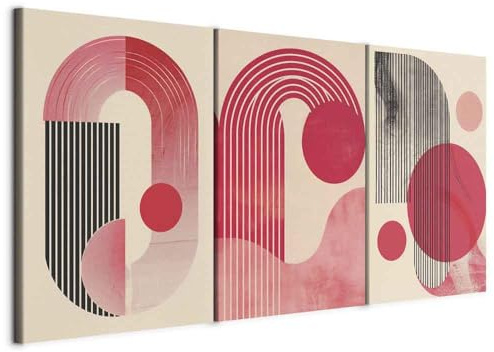 murando - Set di 3 Quadri Componibili Ggeometrica 120x60 cm Ciascuno delle Dimensioni di 40x60cm - Collage 3 Pezzi - Decorazioni da Parete - Quadro Moderno Decori - Rosa Bauhaus a-H-10121-b-a