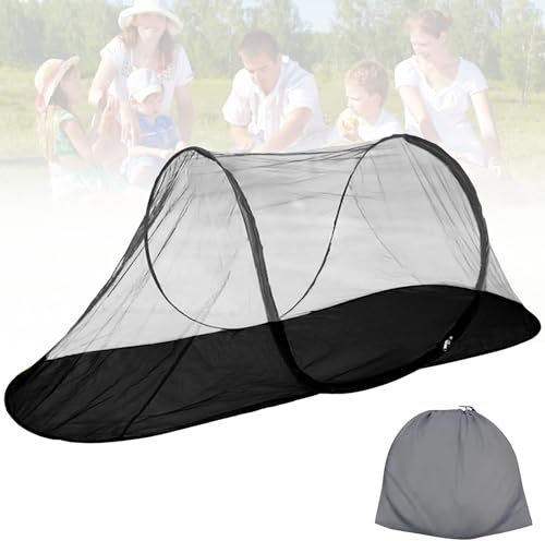YOUYIKE Moskitonetz Reise Faltbares Pop-Up – Mosquito Netz Bett 200x72x70cm Ultralight 360° Schutz, 210D Oxford & Glasfaser | Camping, Reise, Indoor | Wasserdicht & Sofort-Einsatz(Schwarz)