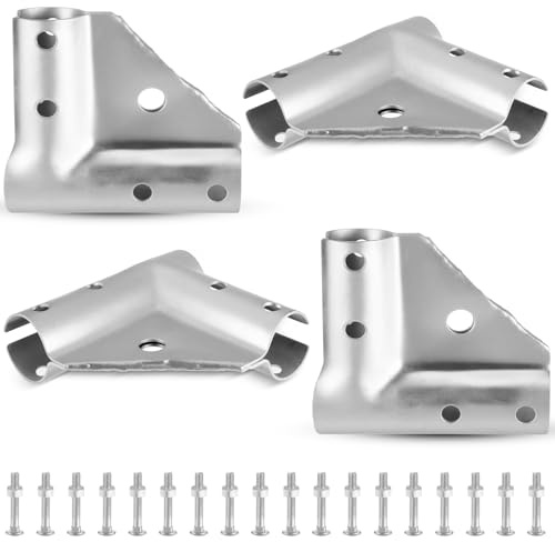 4 Pack 1 5/8 x 1 5/8 Chain Link Fence Gate Corner Pressed Steel Fence Parts Used to Protect Door Corners and Gate Construction Includes Nuts, Bolts and Spares
