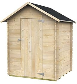 Gartenhaus Bh16 Marcella 146x130 aus Naturbelassenem Fichtenholz 16 mm mit Einzeltür, OSB3-Dach und -Boden, einfacher Aufbau, druckimprägniert, PEFC-Zertifiziert