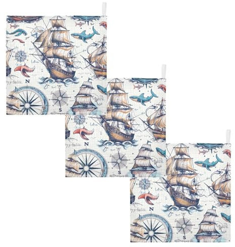 JUMBEAR Comic Retro-Waschlappen aus Musselin, 3 Stück, Baby-Handtücher, super weich und saugfähig, Waschlappen für Neugeborene, Säuglinge und Kleinkinder