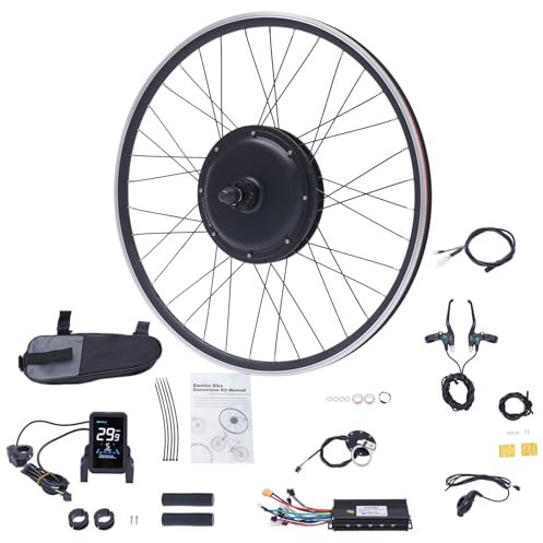 48V 1000W Electric Bike Conversion Kit Fit 28 29 Bike,Rear/Front Wheel Electric Bike Kit with Controller, Ebike Conversion Kit Cycling Hub Motor with Fixed-Speed Cruise Function,LCD Display (Rear)