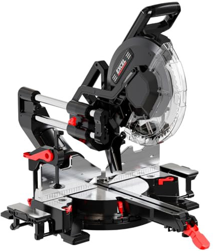 Excel 305mm Sliding Mitre Saw 240V, 2000W with Laser Guide, 48T Blade, Dust Bag & Extension Arms – Heavy-Duty Saw for Wood, Timber, MDF & More