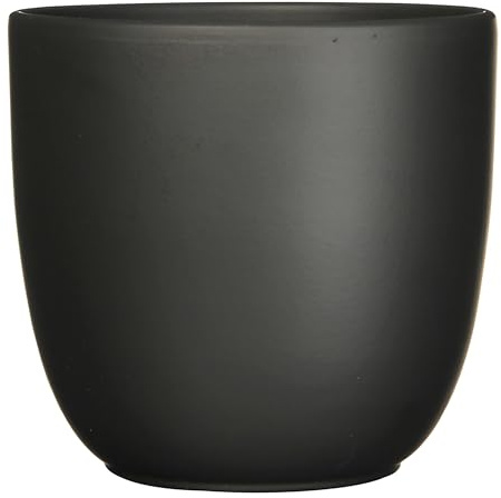 Annastore Blumenübertopf aus Keramik (Schwarz/Matt, H 23 cm - Ø 25 cm)