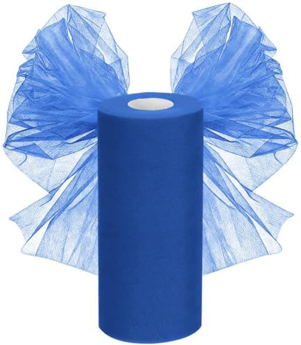 Tüllstoff Tüll Rolle 30cmx92,5M, Tüllband Hochzeitsdeko Tüll Meterware Organza Stoff für DIY Crafts Pom Handwerk Bögen Party Dekoration, Dunkelblau