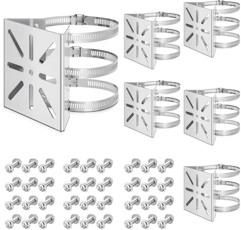 MorningRo Lot de 6 supports verticaux universels pour caméra de sécurité avec 6/12 boucles en métal massif pour caméra de vidéosurveillance, panneau solaire à LED (gris)