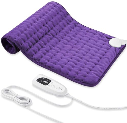 Heating pad, Electric Heat Pad with Automatic Switch-Off and 6 Temperature Levels Heating pad for Back Neck Shoulder Belly Heating Technology - Machine Washable (Deep Purple, 20 x 40)