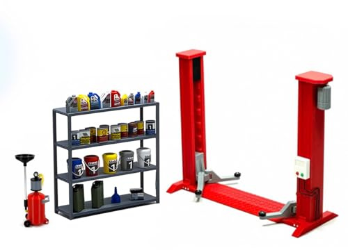 Grue à portique échelle 1/18, étagère de stockage d'huile et modèle d'aspiration hydraulique d'huile, modèle d'atelier de voiture DIY pour scènes de voiture personnalisées, collections d'affichage et