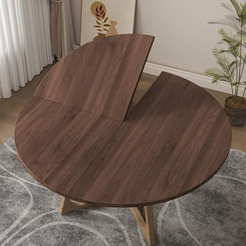 SMCMGECEUZ Prolunga Per Tavolo Rotondo Pieghevole 120-180cm Piano Tavolo Da Pranzo Pieghevoles Legno Desktop Temporaneo Per Cucina E Sala Da Pranzo(Walnut,120cm/47in)
