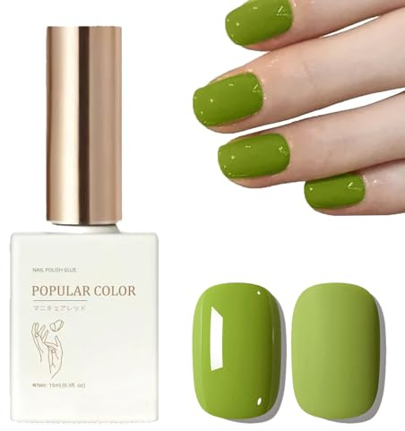 Olive Green Gel Nail Polish, Non Toxic, Long Lasting 15ML Large Bottle Matcha Green Gel Polish, Soak Off LED/UV, Summer Autumn Christmas Patrick's Day Gel Polish