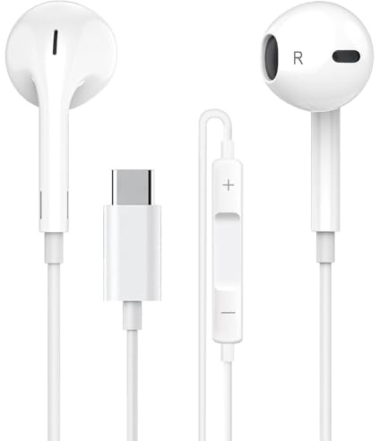 USB C Headphones for iPhone 17 16 15 Pro Max, Type C Earphones with Microphone & Remote Control In Ear Wired Earbuds USB C for Samsung Galaxy S25 Ultra S24 S23 S22 S21 S20，Pixel 8 9