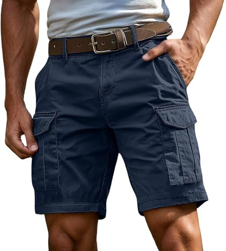 Pantalones Cortos Hombre Cargo Bermudas de Trabajo Deportivos Hombre Verano Cargo Cortos Casual Bermudas Shorts Transpirables Cómodos Running Deporte con Múltiples Bolsillos