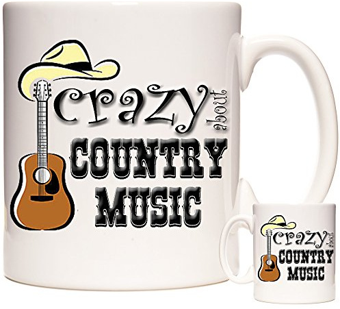 Country Music Mug, Crazy About Country Music, 11oz Ceramic Gift Mug for Country Music Fans. Country Music Gift