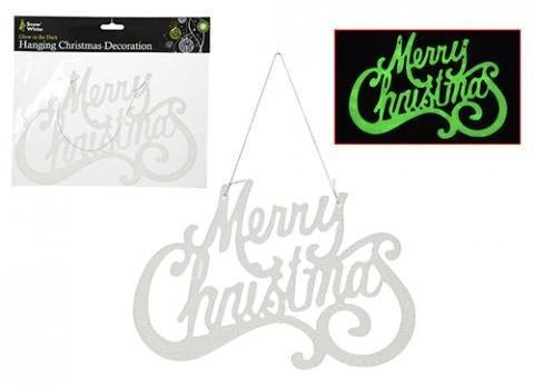 PMS 26 X 16CM GLOW IN THE DARK MERRY CHRISTMAS SIGN IN PBHC
