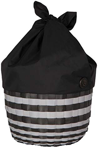 Handed By Cover Up Round Basket Striped White Black with Dark Grey Soft Cover Size S