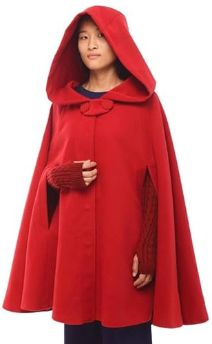 GRACEART Gothic Mittelalter Unisex Poncho Cape Fledermaus Shal Umhang Überwurf (Kurz- rot)