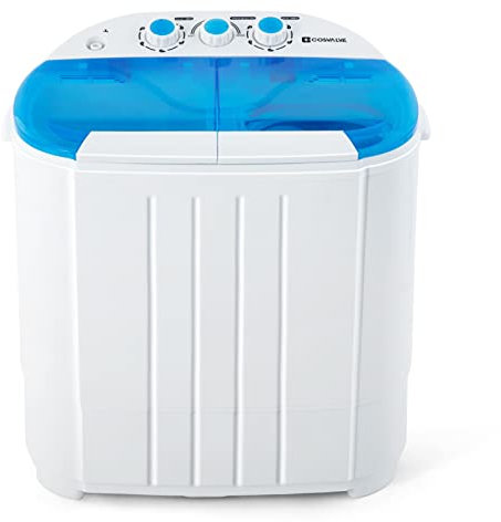 Portable Twin Tub Washing Machine 5 KG Total Capacity Washer And Spin Dryer Combo Compact For Camping Dorms Apartments College Rooms 3 KG Washer 2 KG Drying Blue&White