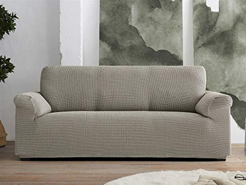 Lanovenanube Belmarti – Sofaüberwurf Abdeckhaube Milan Dual – Muster Fit – 4-Sitzer – Beige/Weiß 3 Plätze