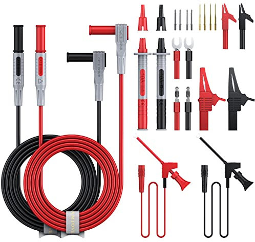 Multi Test Leads Kit, 24-in-1 Electrical Multimeter Test Lead with Alligator Clips, Test Probe, Spring Test Hook Clips, Banana Plug - Compatible with Most Multimeter and Clamp Meter