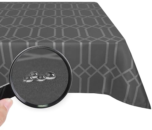 Valia Home Tischdecke mit Teflonbeschichtung für Innen- & Außenbereich anwendbar Wasser & Schmutzabweisend Dank verlässlichem Lotuseffekt - 140 x 300 cm grau