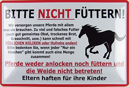 Blechschild 20x30cm gewölbt Bitte nicht füttern Warnschild Pferde Hinweis Deko Geschenk Schild