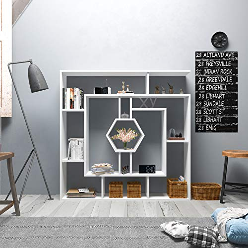 DECOROTIKA 53 Labrina Geometric Bookcase for Home & Office (White)