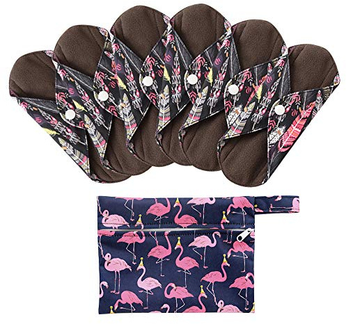 7 Stück/Set Waschbare/Wiederverwendbare Slipeinlagen mit Holzkohle Absorbency Menstruation-Pads Waschbare Stoffbinden, Wiederverwendbare Binden