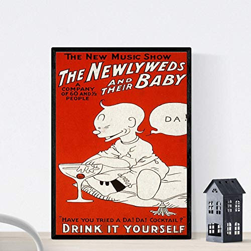 Nacnic Vintage Poster. Vintage Musical Poster das neue Baby. A3 Größe mit Rahmen