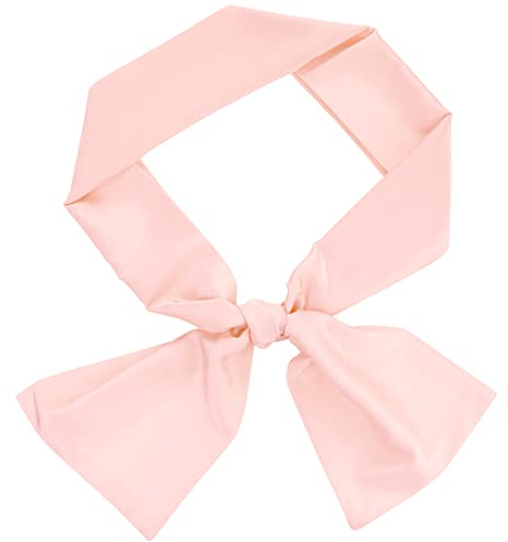 sourcing map Damen Seide Einfarbig Lange Schmale Schals Taillenbänder Halstuch Rosa 146 x 15cm