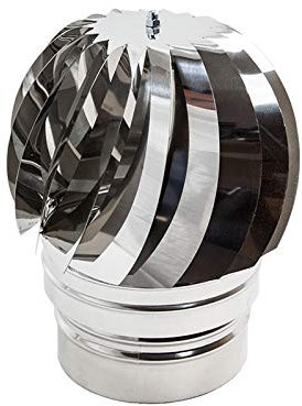 Comignoli Giratorios, Sombrero eólico Terminal para chimeneas de acero inoxidable, Base redonda, D100 mm