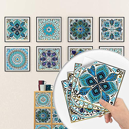 Wall Tile Stickers 20x20CM, Stick on Tiles, 20Pcs Self Adhesive Tile Stickers, 3D Mosaic Tile Transfers, Waterproof and Oil Proof, Removable Wallpaper for Bathroom, Kitchen, Living Room