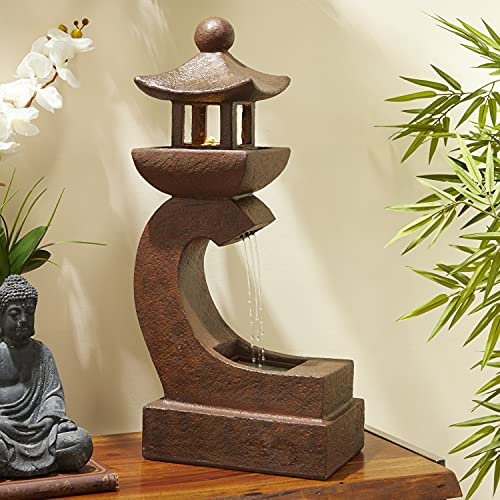 Deco 79 Fontaine, résine, Marron, 40,6 x 38,1 x 78,7 cm (L x l x H)