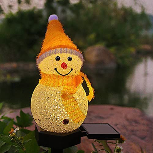 BYNYXI Weihnachtsbeleuchtung außen schneemann, LED Solarleuchten mit Erdungsstecker Solarlampen Wasserdicht Schneemann Figur 11cm Weihnachtsdeko Lampe für Außen Outdoor Rasen Terrassen Deko