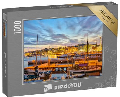 puzzleYOU: Puzzle 1000 Teile „Osloer Hafen bei Nacht, Norwegen“ – aus der Puzzle-Kollektion Oslo