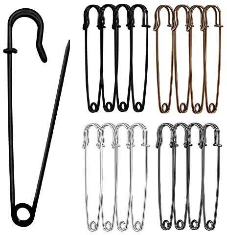 Urmspst Sicherheitsnadeln (Aufgerüstet), 10cm Große Sicherheitsnadeln,16 Stück für Kleidung,Leder,Segeltuch,Decken,Basteln,Röcke, Extragroße Sicherheitsnadeln, Robuste Sicherheitsnadeln(bunt)