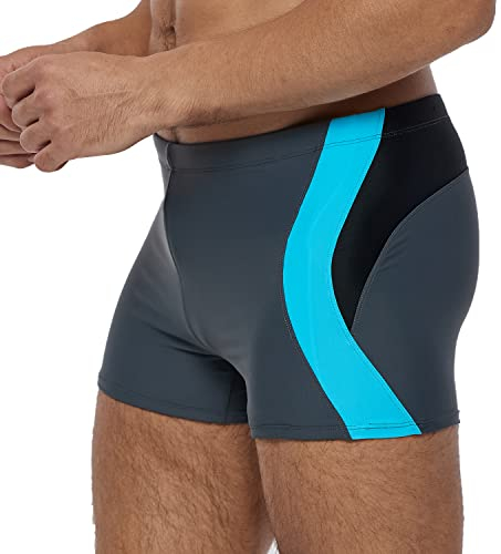Arcweg Badehose Herren Eng Kurz Badeshorts mit Tunnelzug Schwimmhose Wassersport Kurze Hose UV Schutz Jungen Schwimmwear Schulschwimmen Grau XL(EU