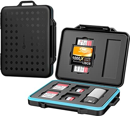 PHIXERO 12 Slots Portable SD Card Holder Case, Memory Card Case, Memory Card Holder Protector Case, SD Card Storage Box for 6 SD SDHC SDXC Cards / 4 TF Micro SD Card / 1 CF Cards / 1 Card Readers