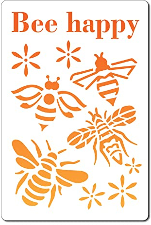 GORGECRAFT 7.9 x 12 Biene Happy Schablone Honey Templates Happy Word Wiederverwendbare Plastikzeichnung Malschablonen Vorlage Zum Malen Auf Karton Wand Stoff Fliesen Leinwand Handwerk